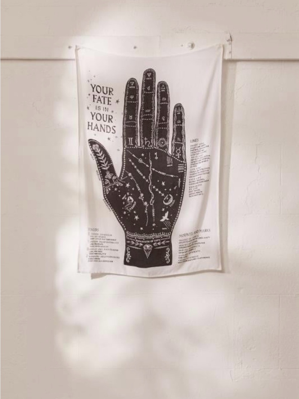 Urban Outfitters Black on White Palmistry Towel